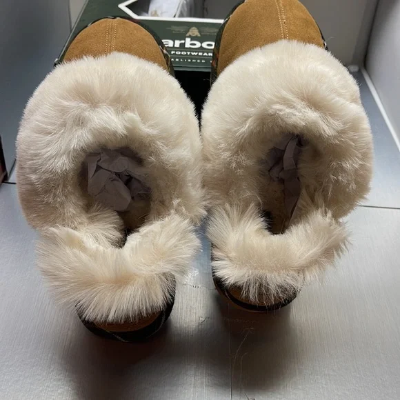 Brand new BARBOUR Suede House Slippers NWT Nancy Tan Suede 6 - Picture 4 of 8